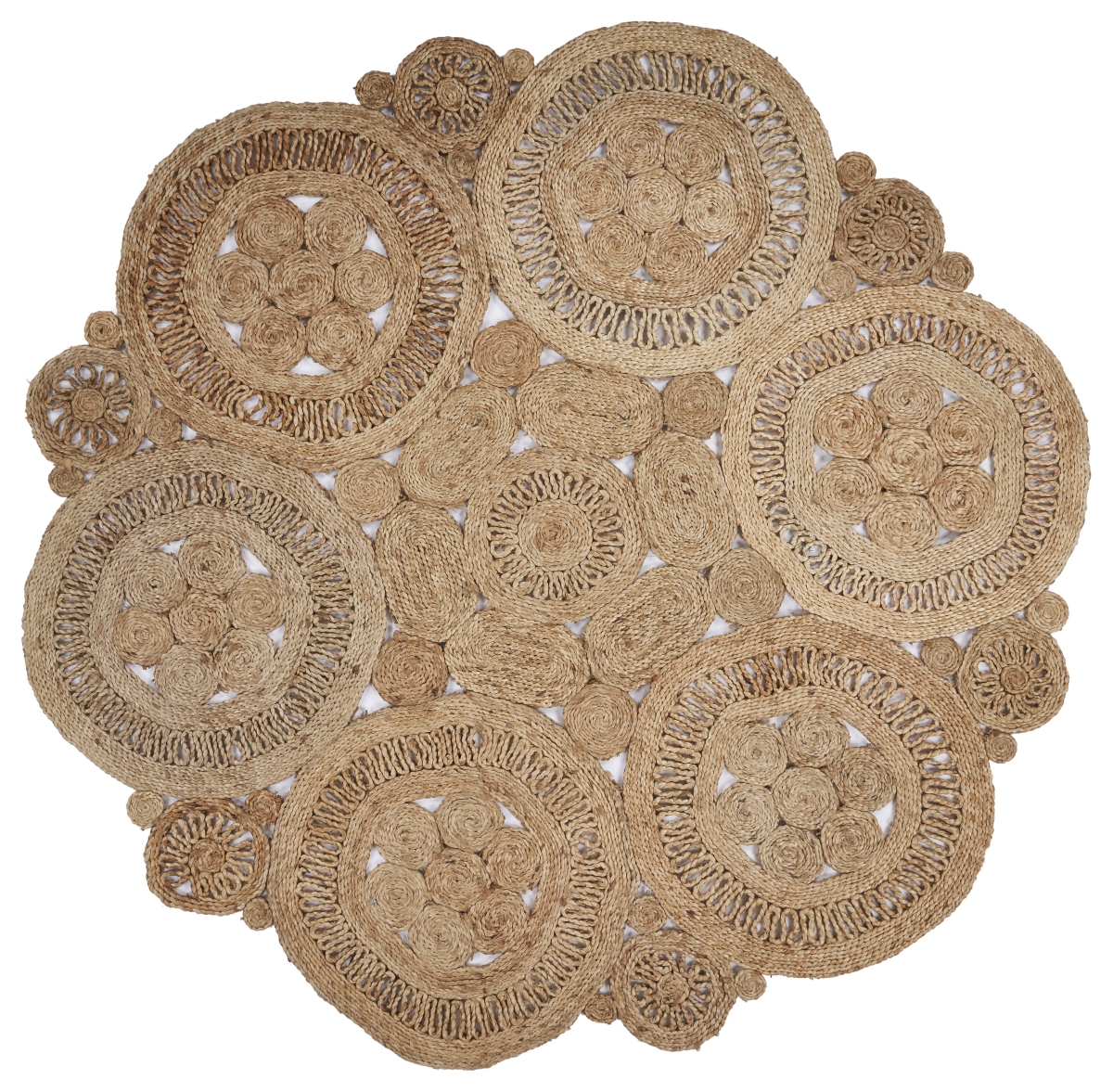 Natur12031nat40rd Natural Jute Contemporary Round Doilie Area Rug - 4 X 4 Ft.