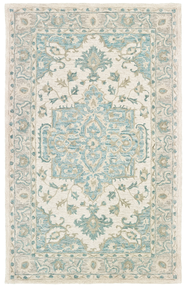 Modtr81288tug5079 Modern Traditions Indoor Area Rug, Turquoise & Gray - 5 Ft. X 7 Ft. 9 In.