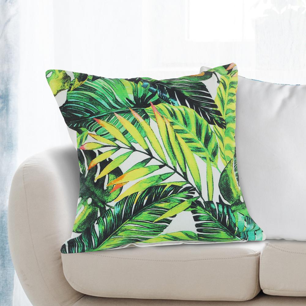 Pillo07370mltiipl 18 X 18 In. Tropical Palm Leaf Square Throw Pillow - Multi Color