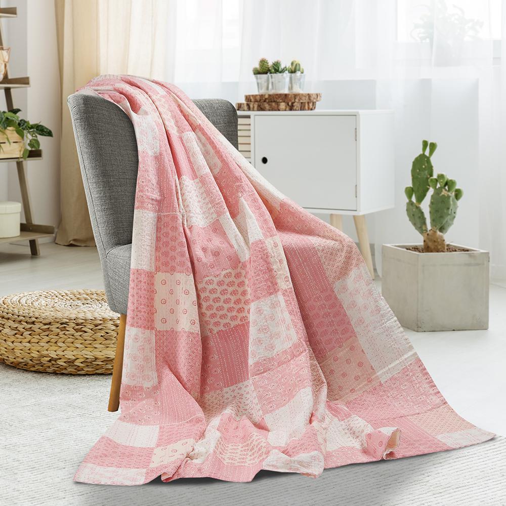 Throw80153mlt425a Kantha Cotton Candy Rectangle Throw Blanket - Multi Color