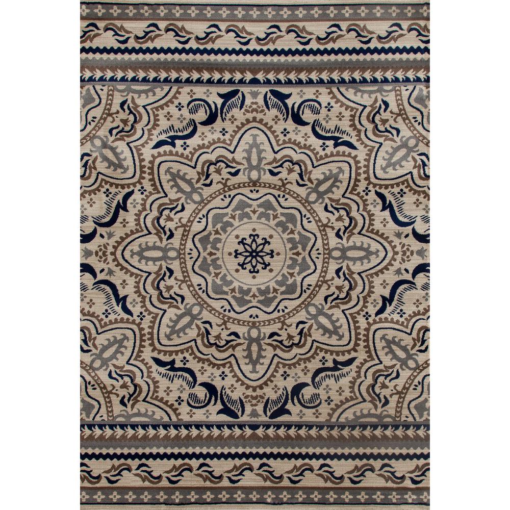 Mirag81564mst5376 Fanciful Medallion Rectangle Area Rug, Brown & Multi Color - 5 Ft. 3 In. X 7 Ft. 6 In.