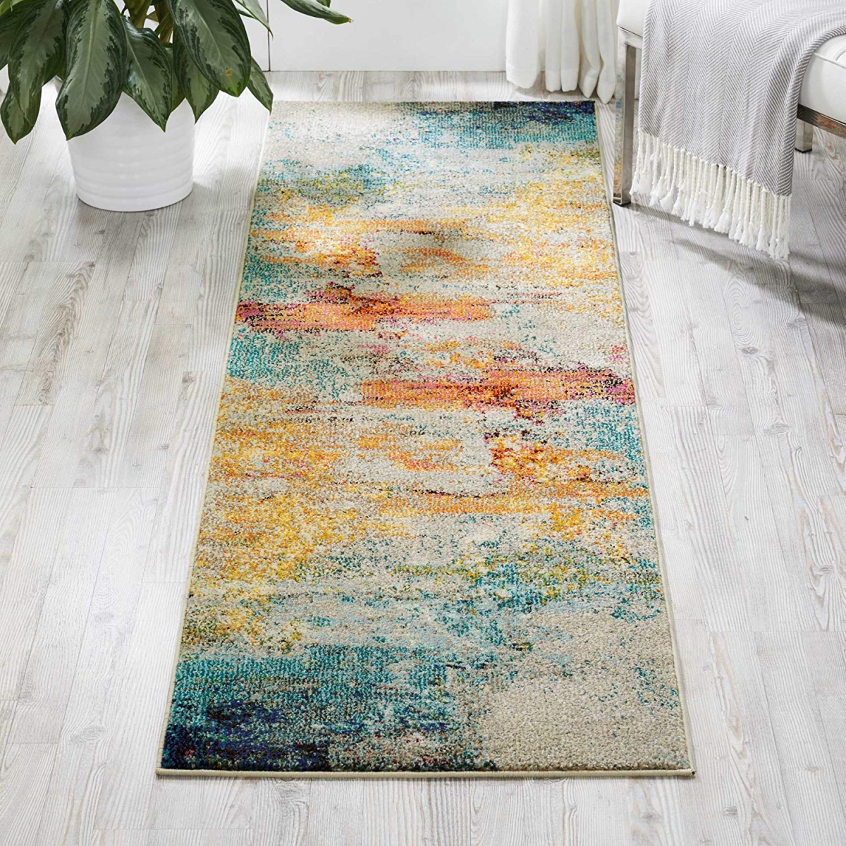 Mirag81565crm5376 Modern Abstract Rectangle Area Rug, Cream & Multi Color - 5 Ft. 3 In. X 7 Ft. 6 In.