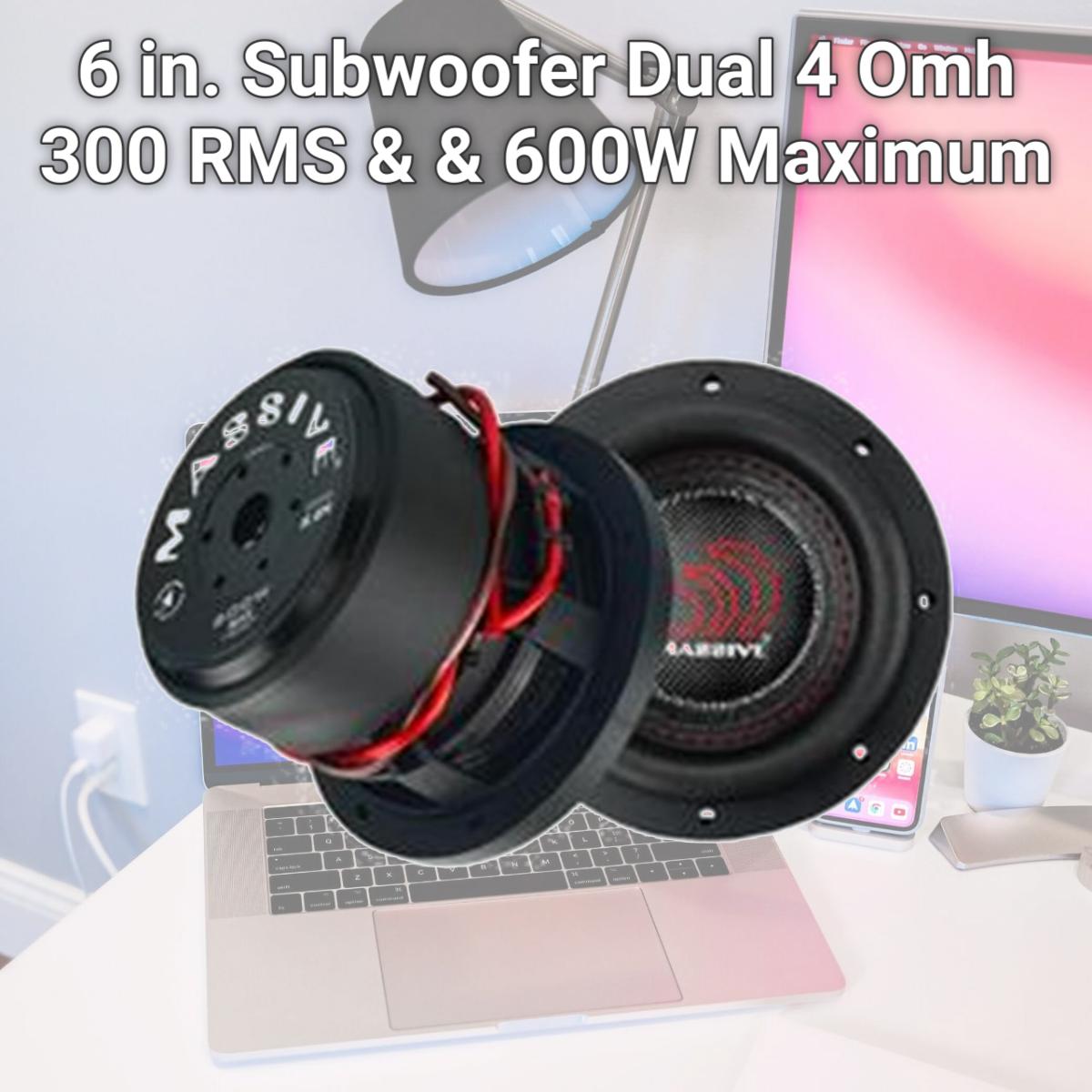 Picture of Massive Audio HIPPOXL 64 6 in. Subwoofer Dual 4 Omh 300 RMS & & 600W Maximum