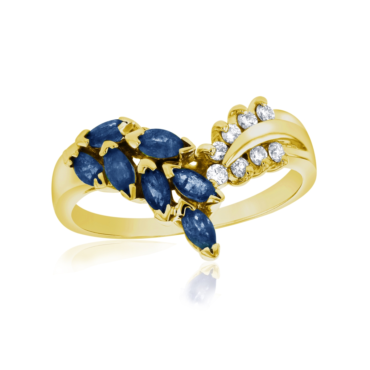 RL2775SD-YG-7 0.10 CTW Diamonds & Sapphire Fashion Ring, 14K Yellow Gold - Size 7