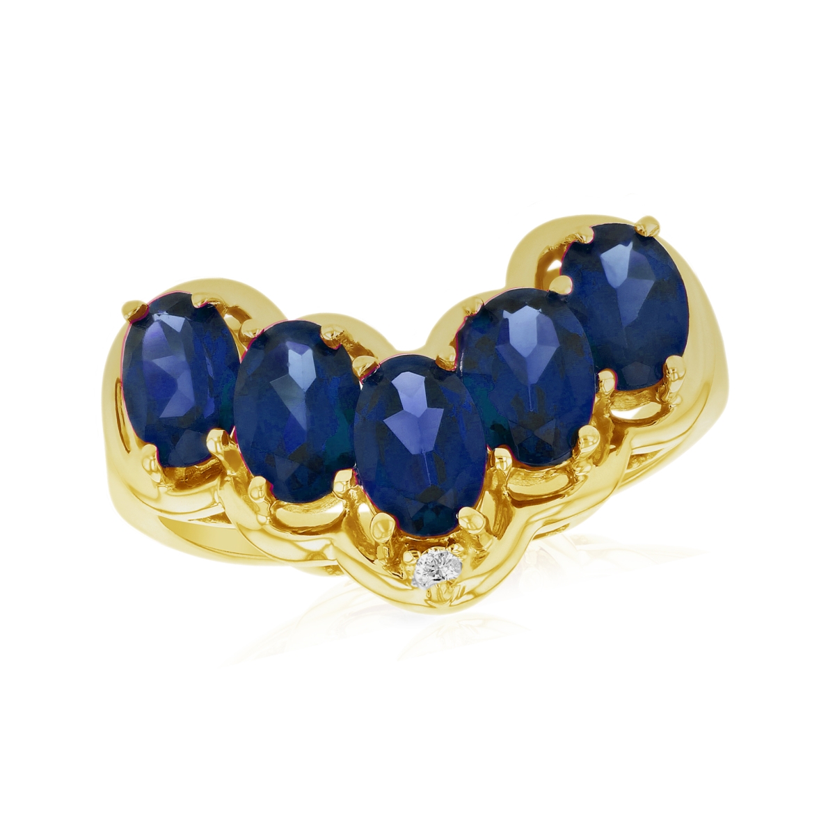 RL2776SD-YG-4 0.01 CTW Diamond & Sapphire Fashion Ring, 14K Yellow Gold - Size 4