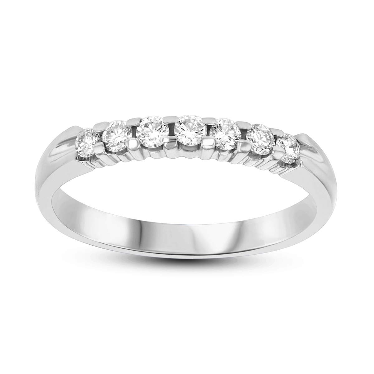 0.25 CTTW 7 Stone Round Diamonds Shared Prong Anniversary or Wedding Band 14K Gold Bridal Ring H-J SI - Size 9