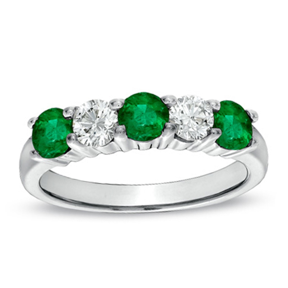1.11 CTTW Emerald & Diamond Band Set, 14K Gold - Size 8.5