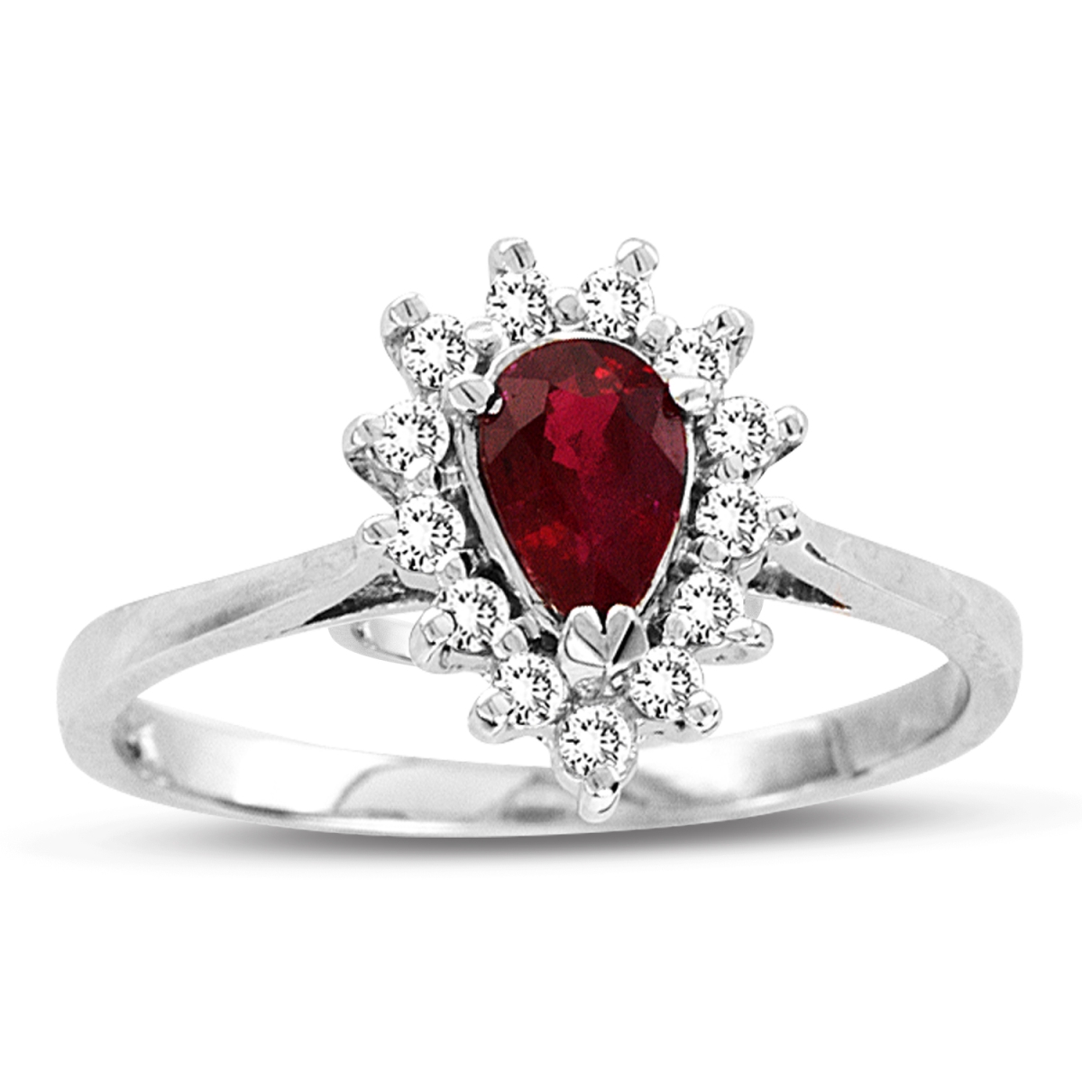 RL1292RD-7 0.65 CTTW Pear Shaped Natural Heated Ruby & Diamond Ring, 14K Gold - Size 7