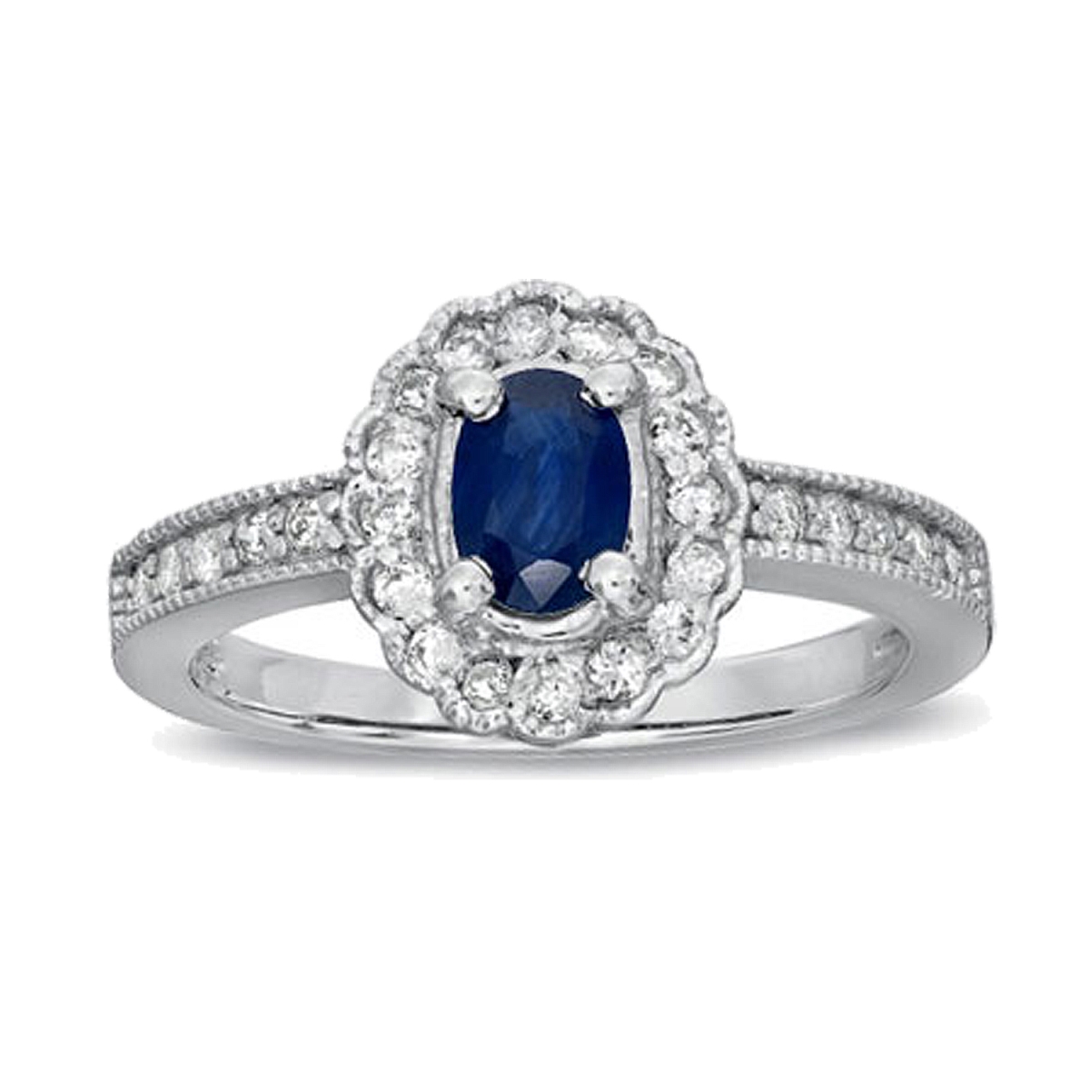 0.80 CTTW of Diamond & Sapphire Ring Set, 14K Gold - Size 6.5
