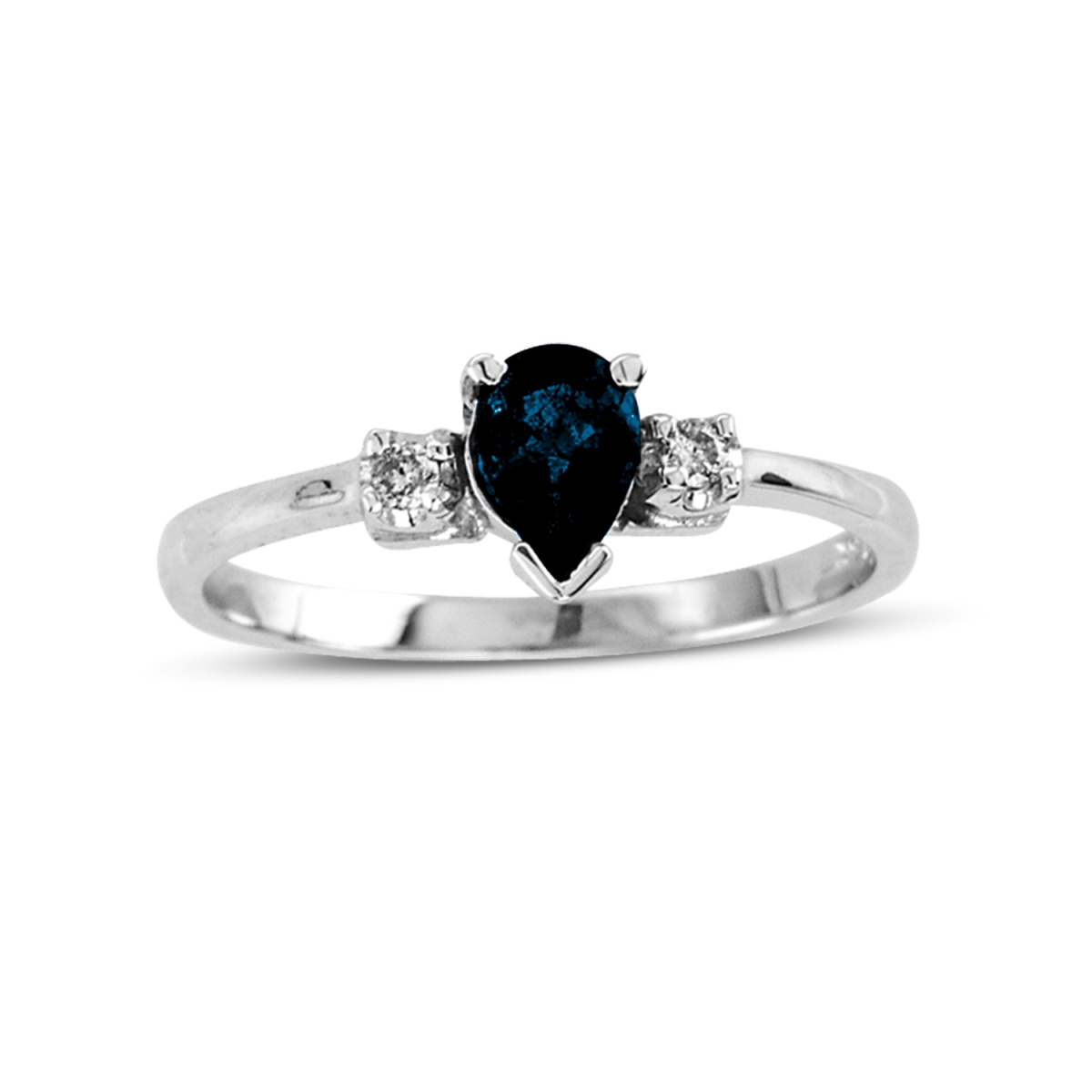 RL1470SD-6 0.51 CTTW Diamond & Pear Shaped Sapphire Ring Set, 14K Gold - Size 6