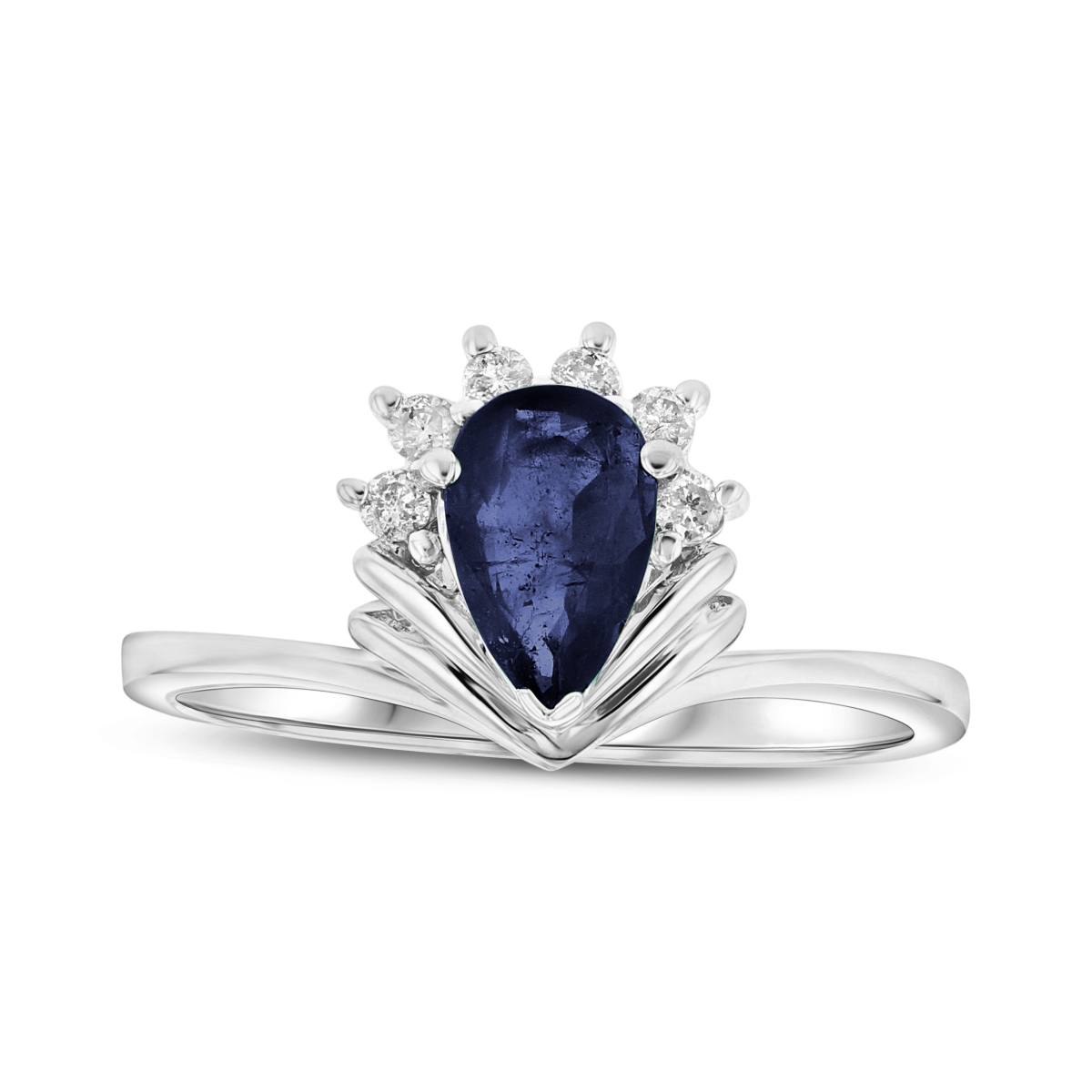 0.85 CTTWPear Shaped Sapphire & Diamond Ring Set, 14K Gold - Size 6.5