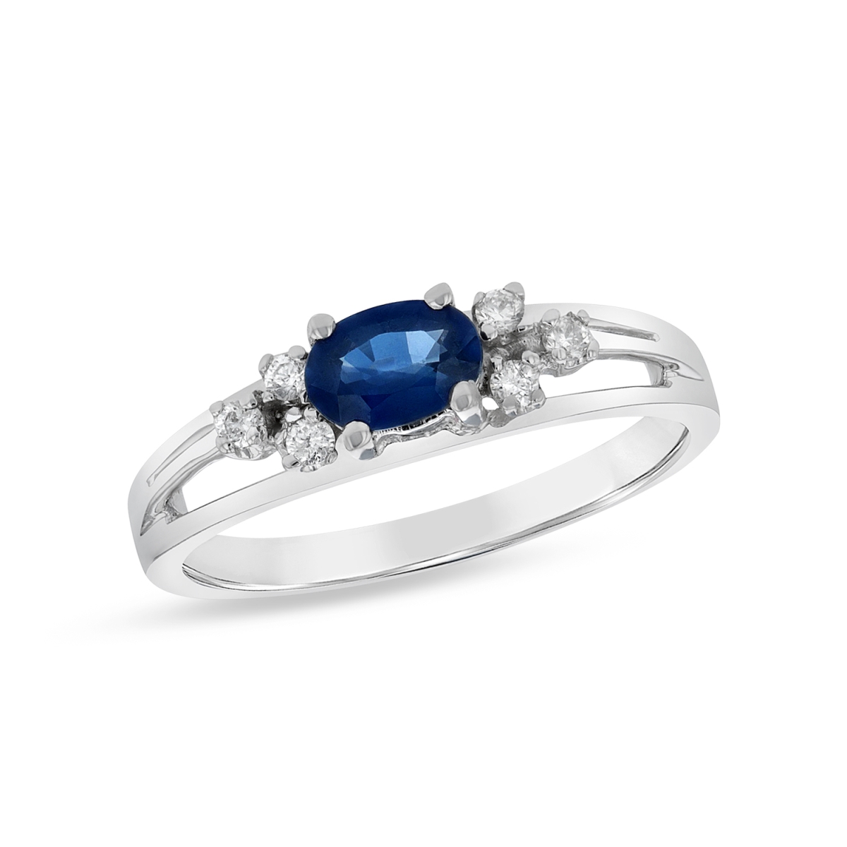0.55 CTW Diamond & Sapphire Fashion Band, 14K White Gold - Size 5