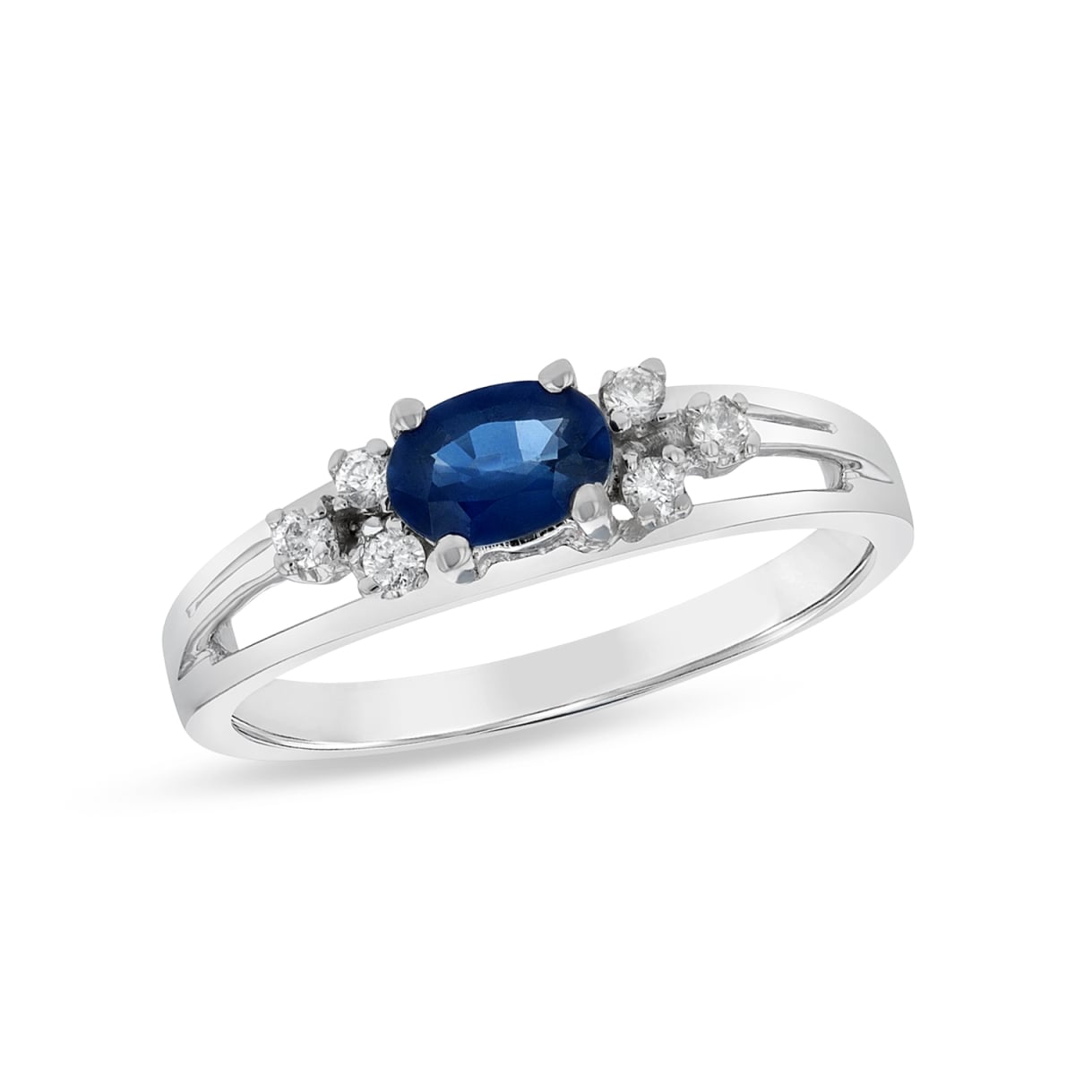 0.55 CTW Diamond & Sapphire Fashion Band, 14K White Gold - Size 6