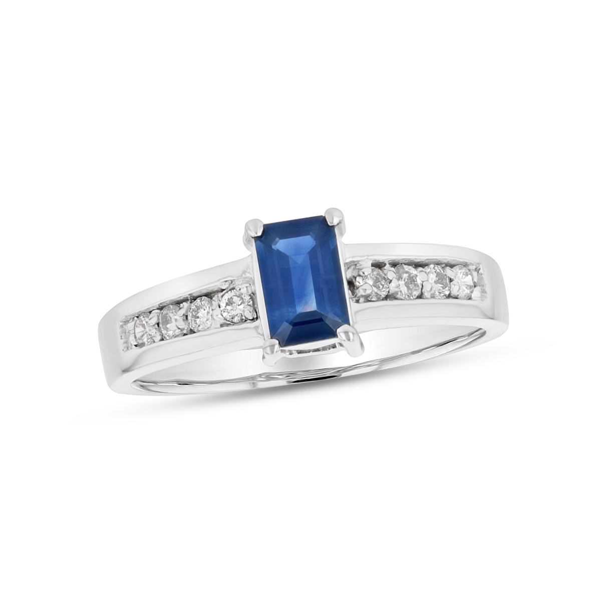 0.81 CTW Diamond & Sapphire Ring, 14K White Gold - Size 4