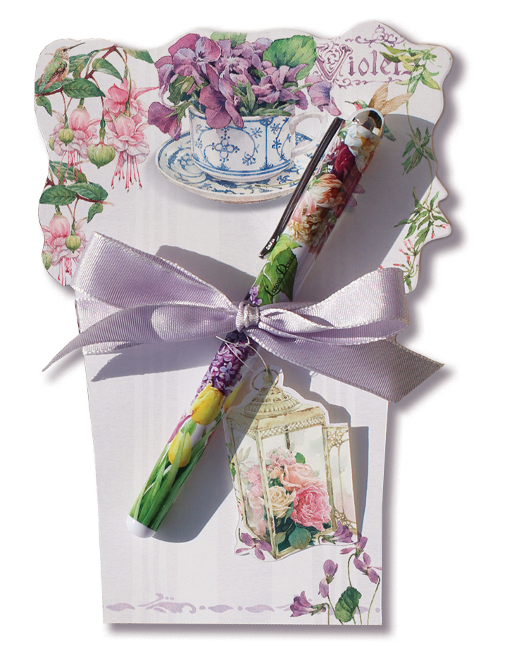 22072 Sweet Violets Diecut Notepad With Teacup