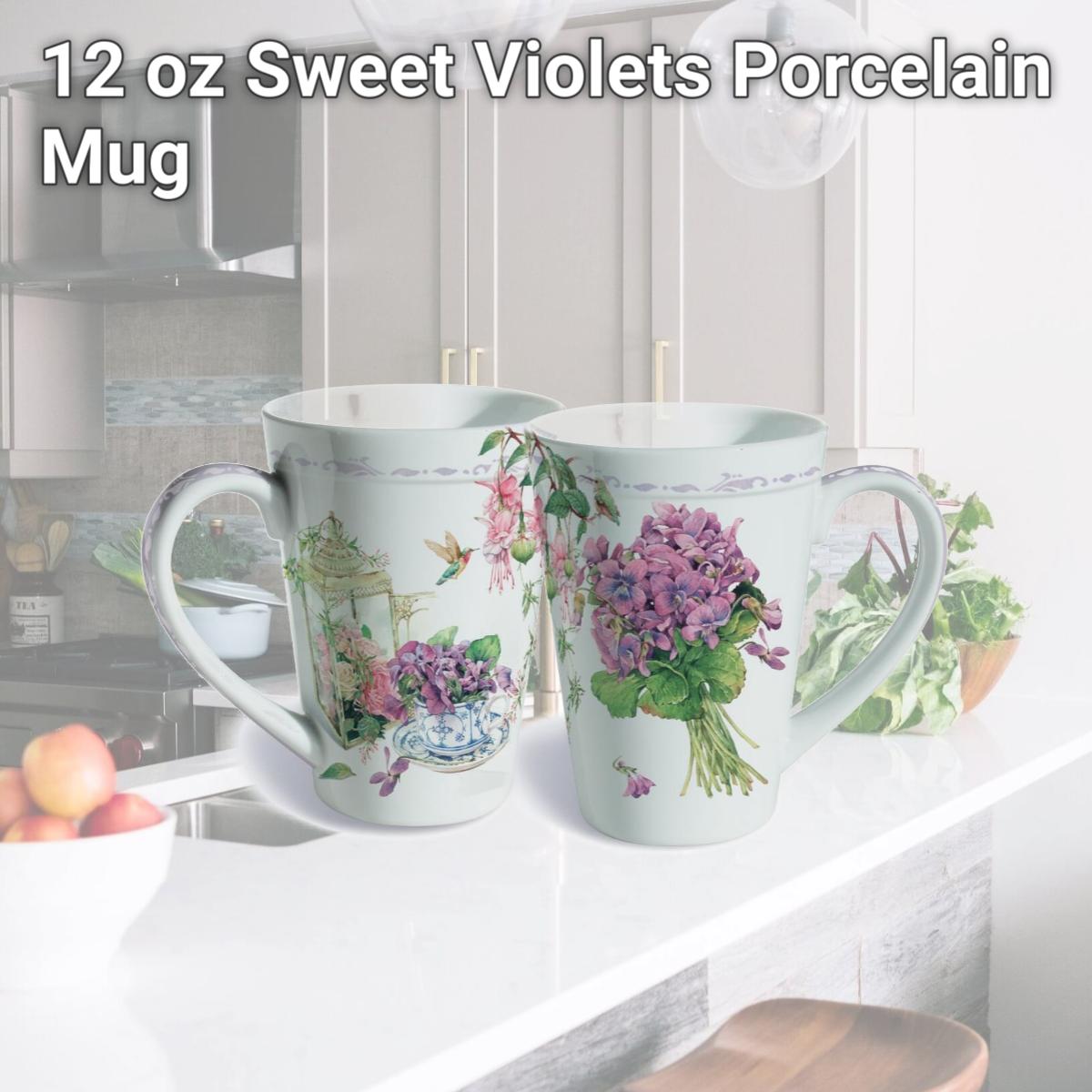 Picture of Lissom Design 35072 12 oz Sweet Violets Porcelain Mug