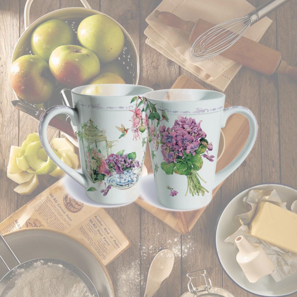 Picture of Lissom Design 35072 12 oz Sweet Violets Porcelain Mug