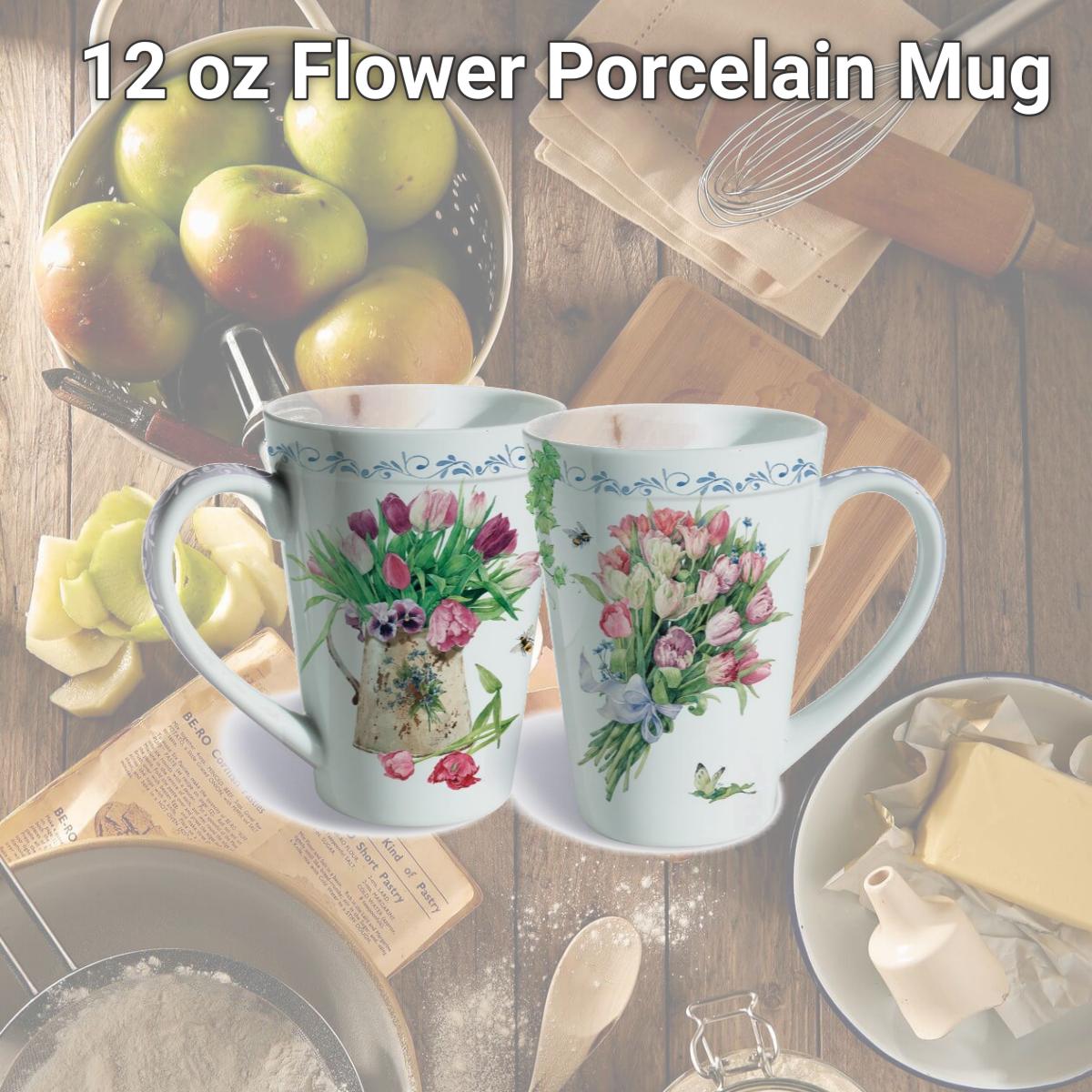 Picture of Lissom Design 35074 12 oz Flower Porcelain Mug