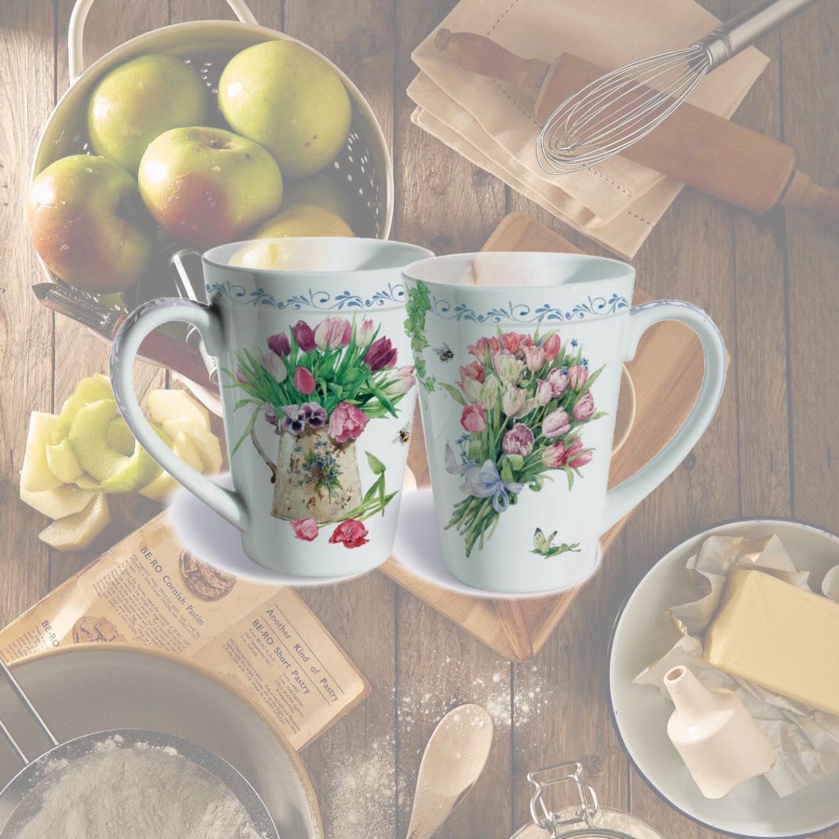 Picture of Lissom Design 35074 12 oz Flower Porcelain Mug