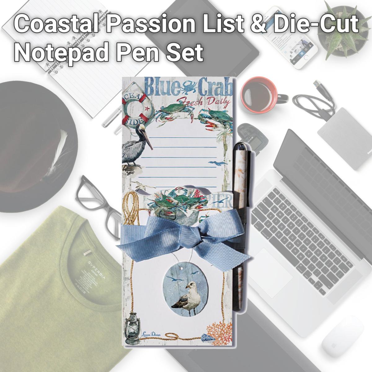 Picture of Lissom Design W23060 Coastal Passion List & Die-Cut Notepad Pen Set