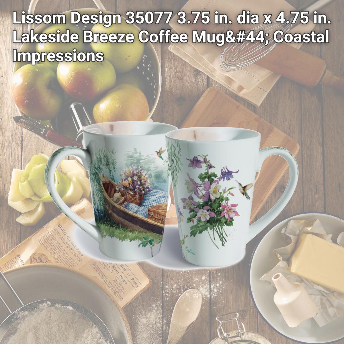 Picture of Lissom Design 35077 3.75 in. dia x 4.75 in. Lakeside Breeze Coffee Mug, Coastal Impressions