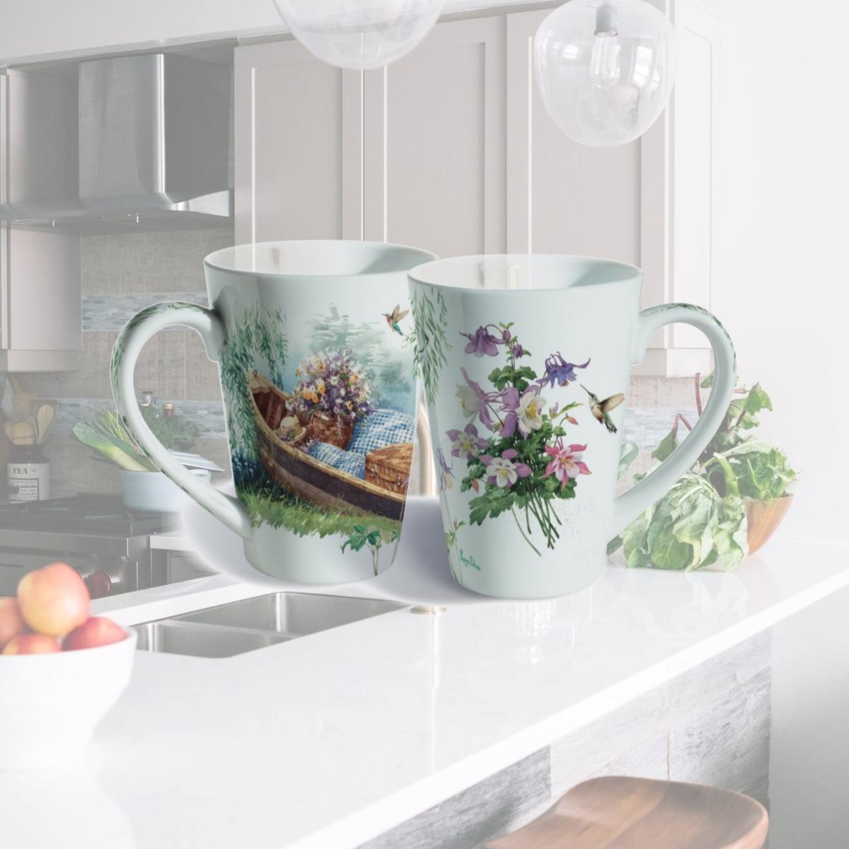 Picture of Lissom Design 35077 3.75 in. dia x 4.75 in. Lakeside Breeze Coffee Mug, Coastal Impressions