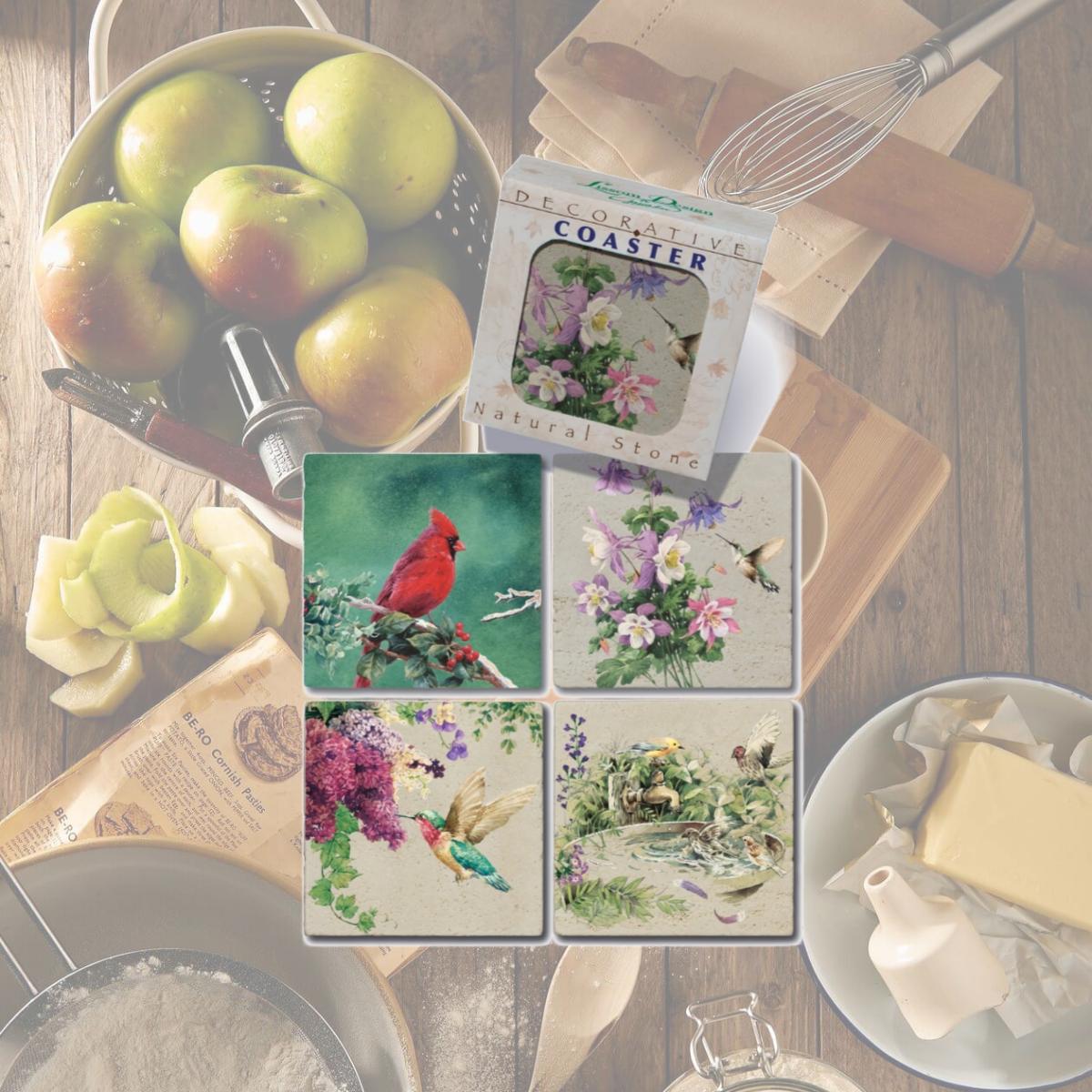 Picture of Lissom Design 36077 4 x 4 in. Lakeside Breeze Decorative Coaster Set, Multi Color