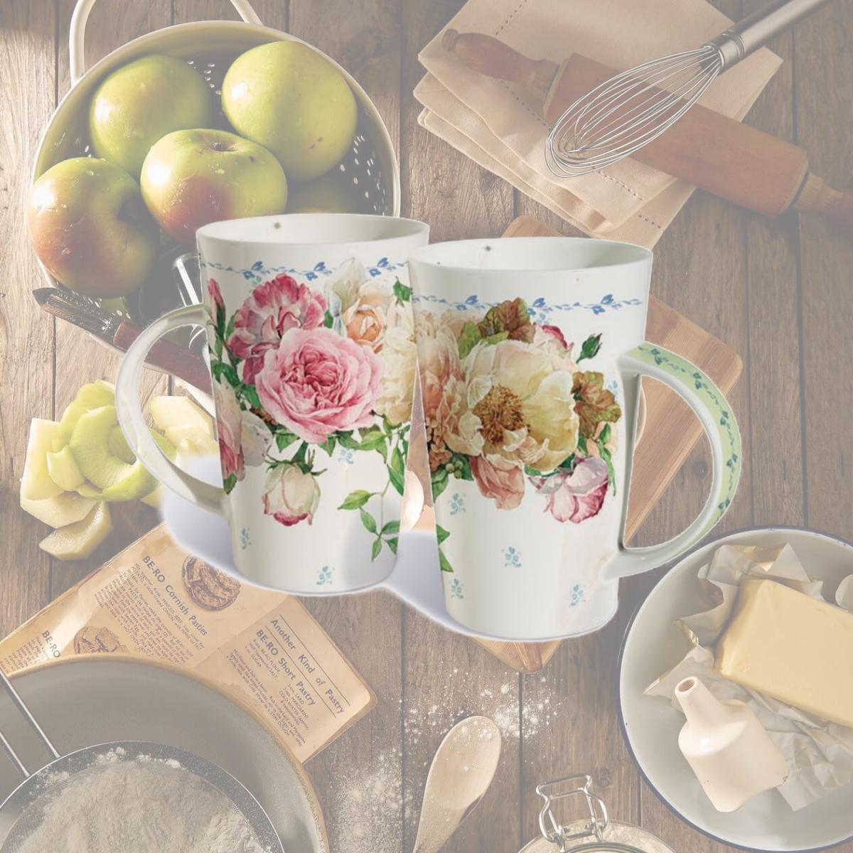 Picture of Lissom Design 35052 12 oz Porcelain Mug - Cottage in Bloom