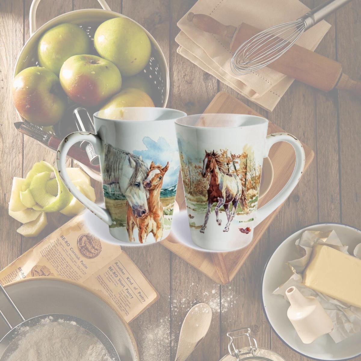 Picture of Lissom Design 35069 12 oz Porcelain Mug - Wild Mustang