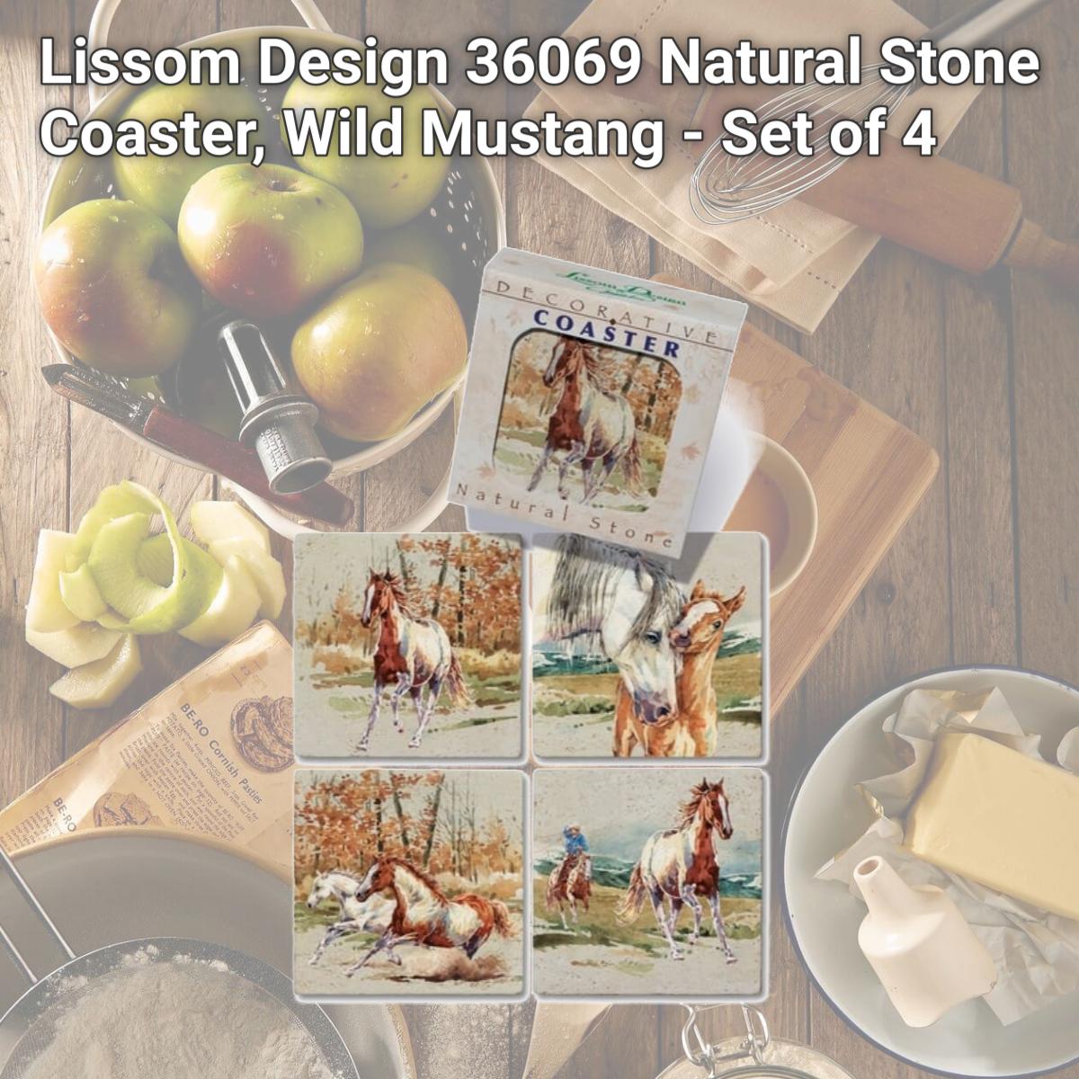 Picture of Lissom Design 36069 Natural Stone Coaster, Wild Mustang - Set of 4