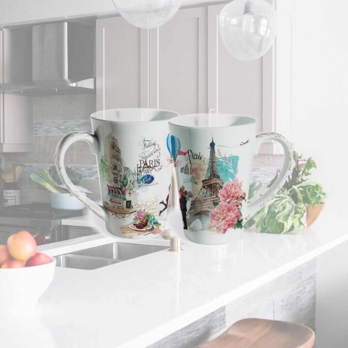 Picture of Lissom Design 35071 12 oz Porcelain Mug - From Paris with Love