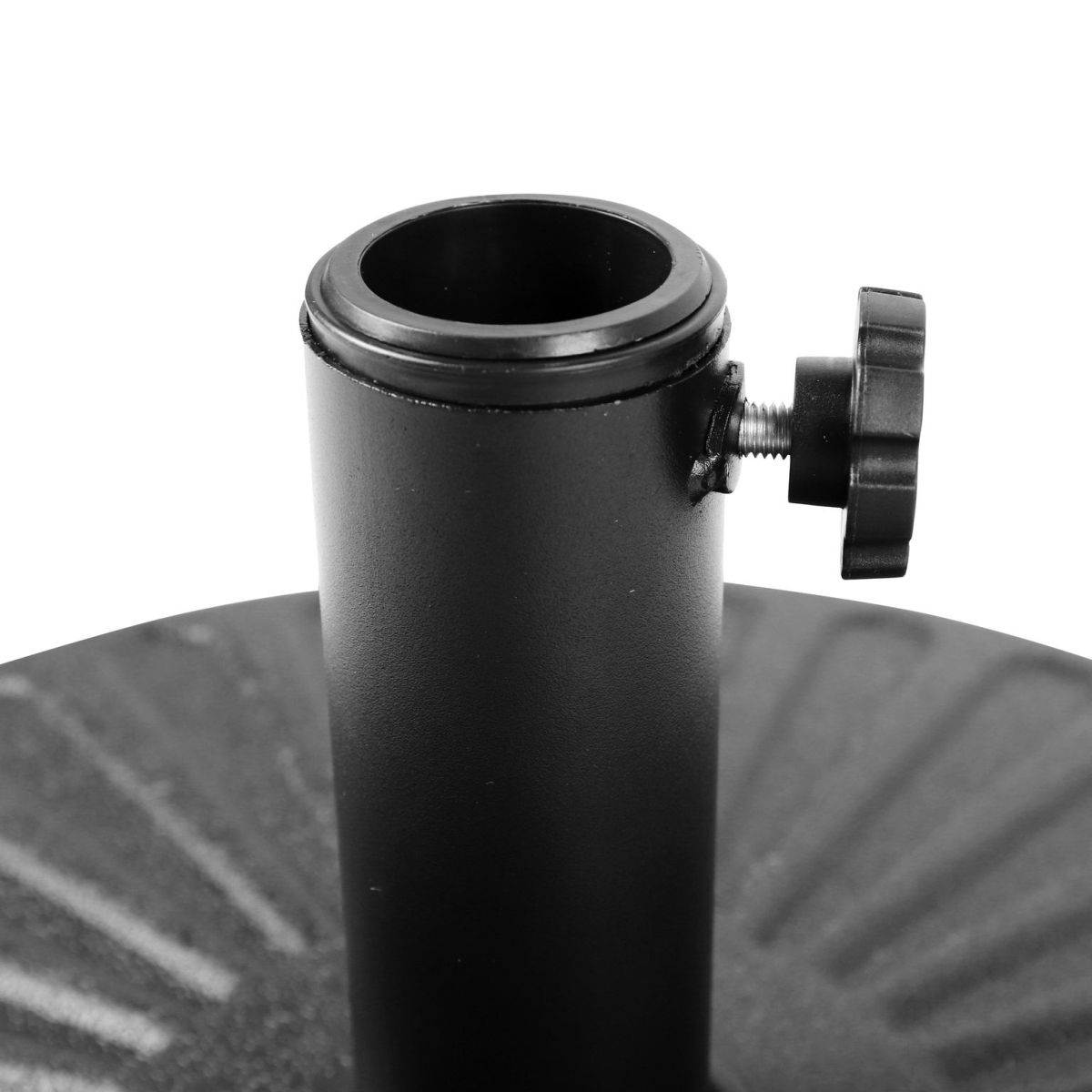 Picture of LeisureMod BU20BL 20 in. Bovilar Modern Outdoor Patio Round Fillable Free Standing Umbrella Base, Black