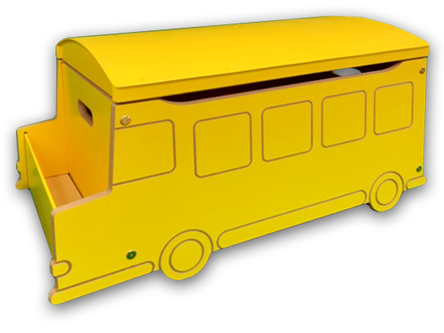 050buslid School Bus Toy Box With Lid - Yellow