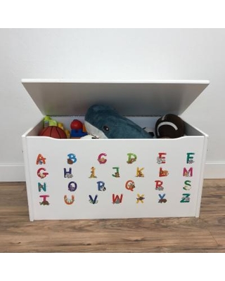 058ani Animal Alphabet Toy Storage Box - White