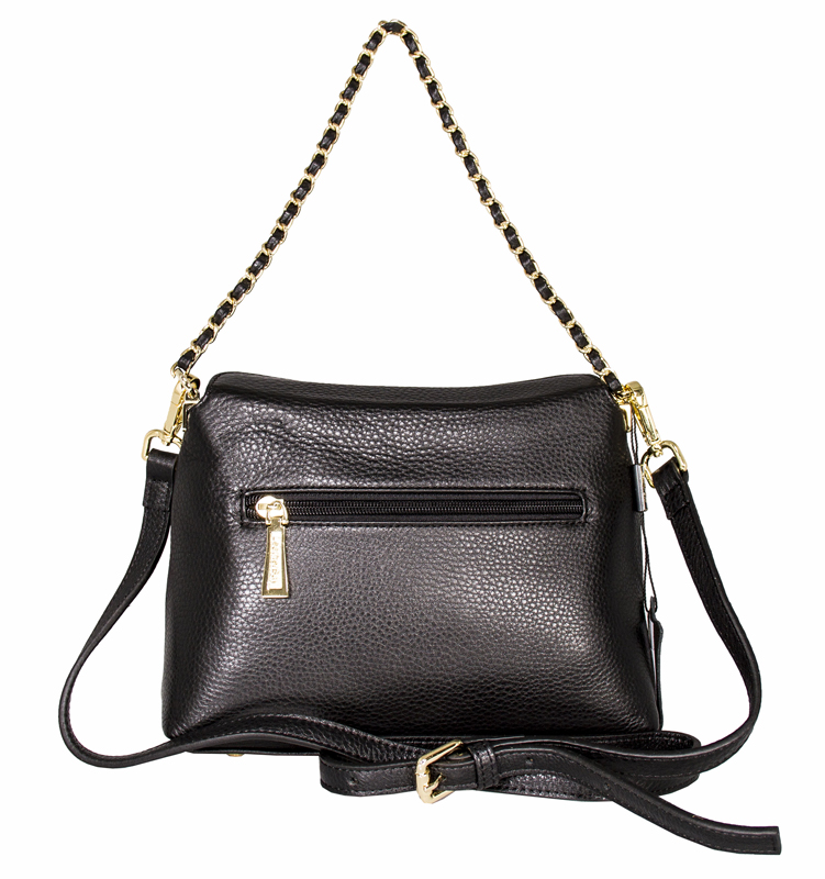 50159 Norma Shoulder Leather Bag - Black