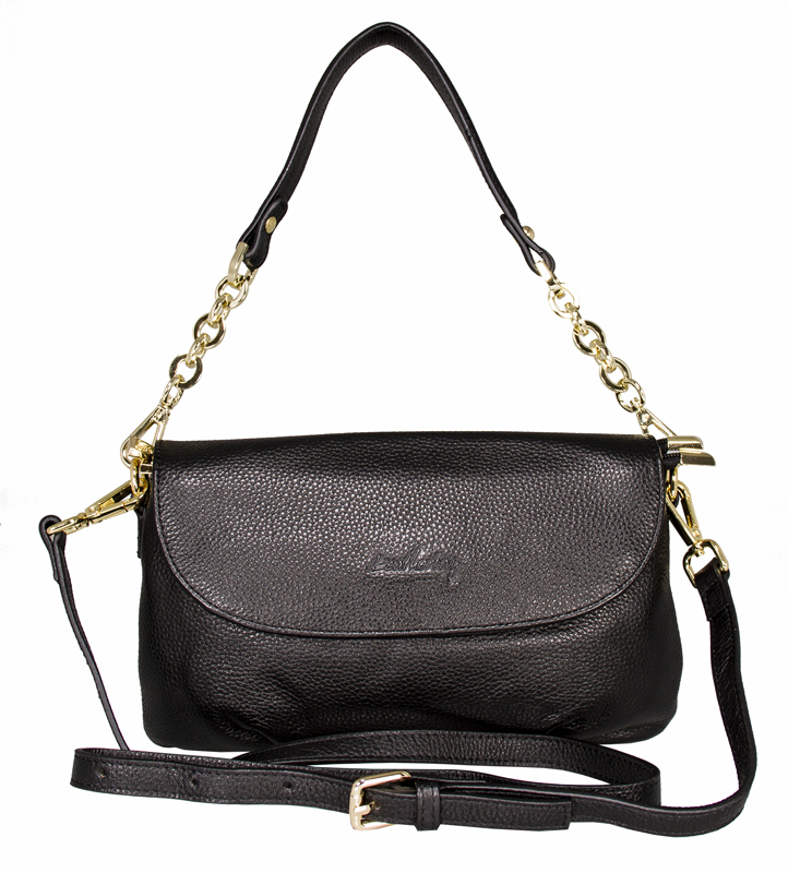 50160 Teramo Shoulder Leather Bag - Black
