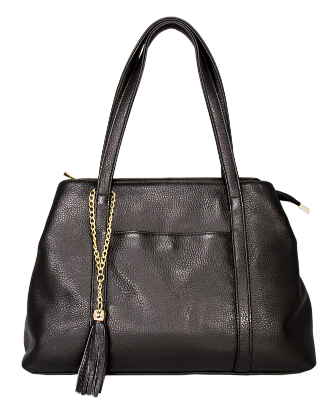 20139 Valentia Tote Leather Bag - Black