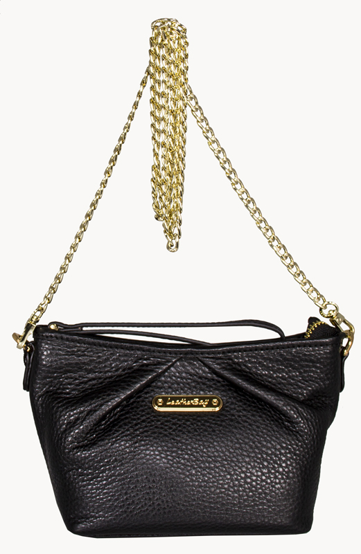 50163 Aurano Shoulder Leather Bag - Black