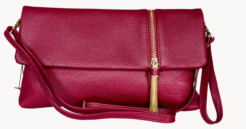 50164 Bella Clutch Leather Bag - Dark Red
