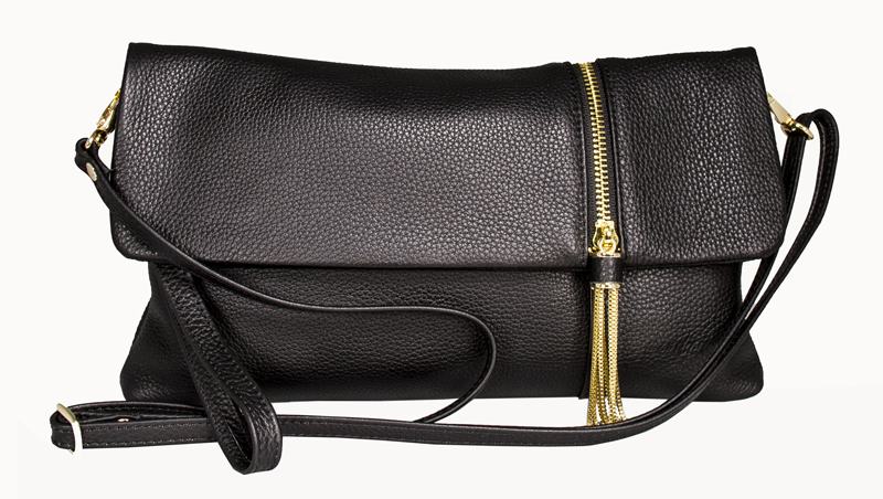 50165 Bella Clutch Leather Bag - Black