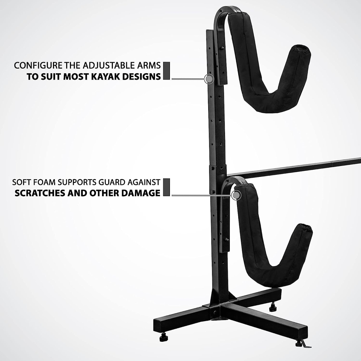 Kayak Rack Freestanding Kayak Storage Rack, Heavy Duty Storage for Two-Kayak, SUP, Canoe & Paddleboard for Indoor, Adjustable Height