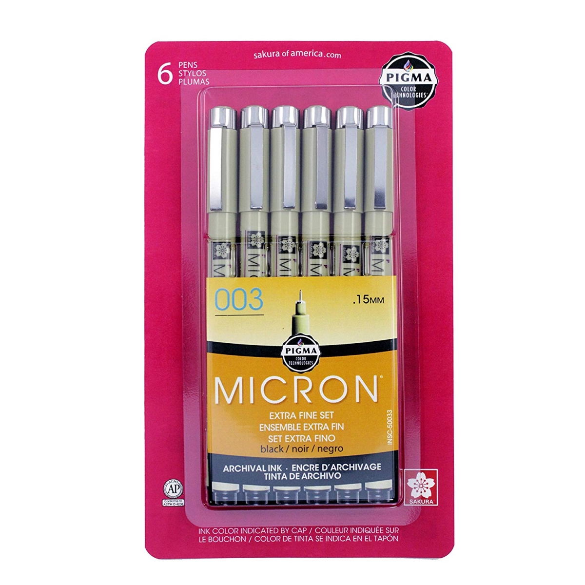 50033 0.15 Mm Micron 003 Pen, Black - Pack Of 6