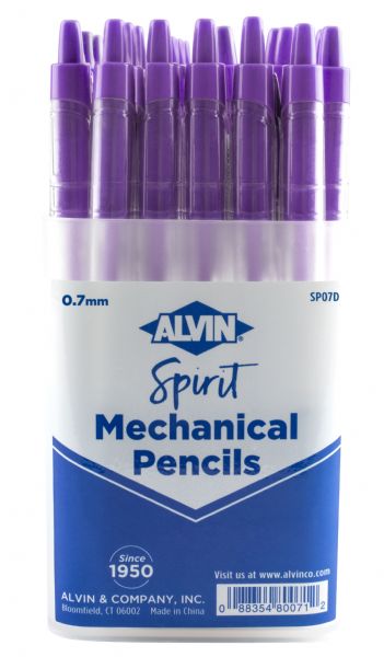 Sp07d Spirit Mechanical Pencils 0.7 Mm, Purple & Clear - 32 Piece