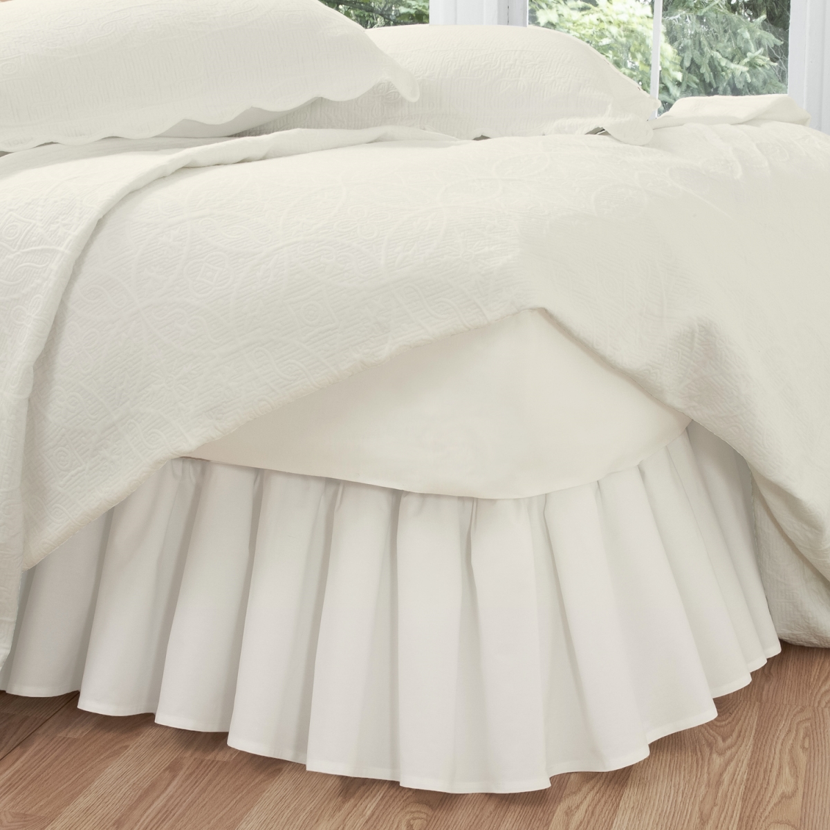 Fre30114ivor03 Bed Skirt Ruffled Poplin Ivory - Queen