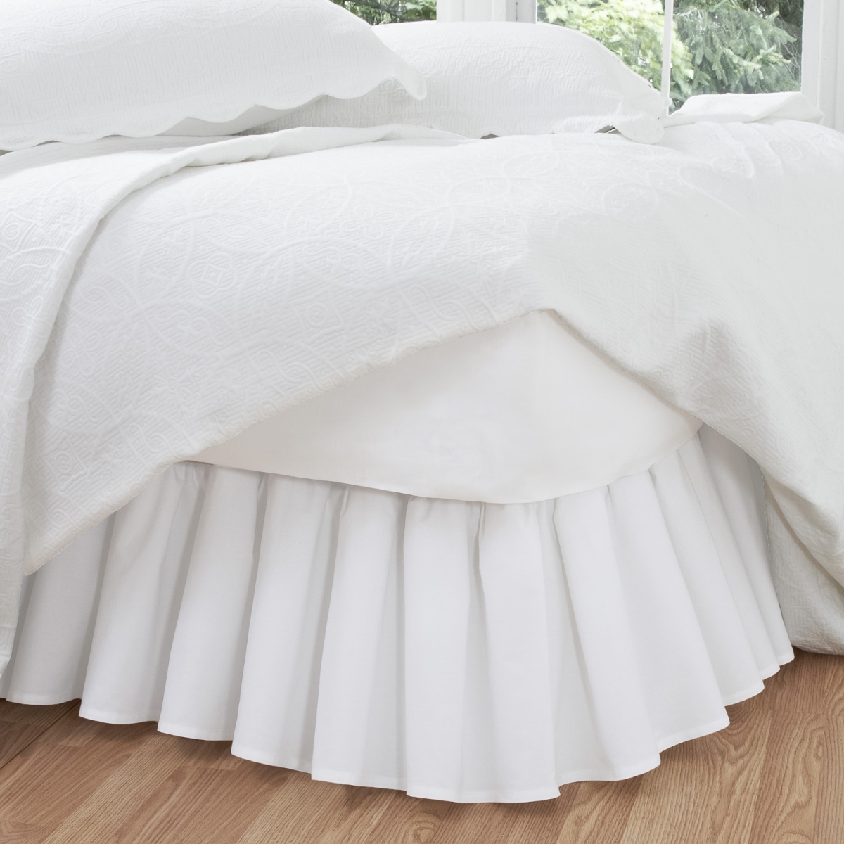 Fre30114whit02 Bed Skirt Ruffled Poplin White - Full