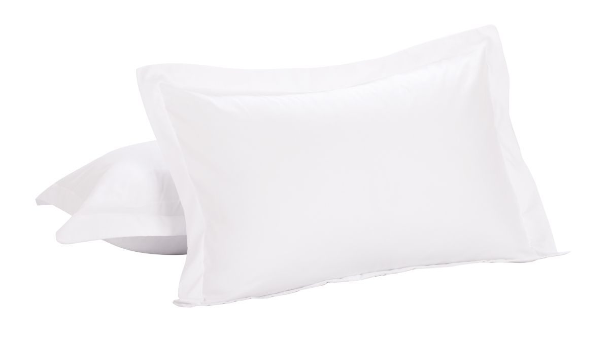 2pk Microfiber Sham With 2 In. Flange White - Standard/queen