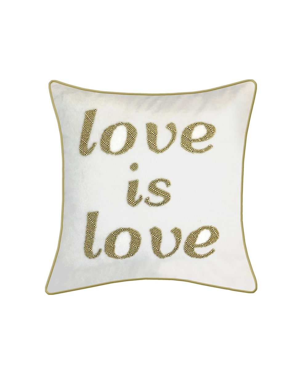 Eah077llcrea27 18 X 18 In. Celebrations Embroidered Love Is Love Decorative Pillow, Natural