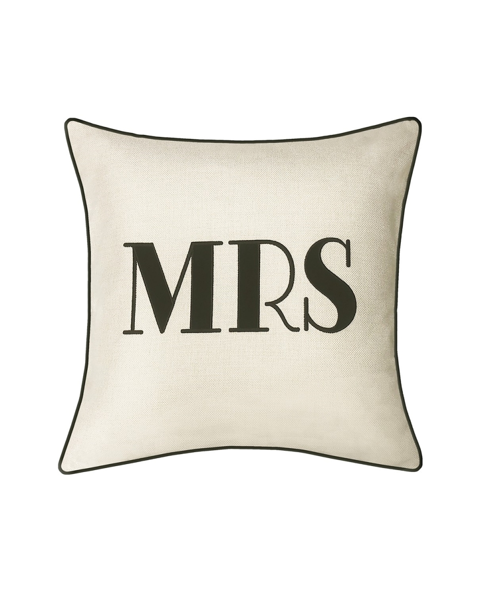 Eah077msoybk95 17 X 17 In. Celebrations Embroidered Applique Mrs Decorative Pillow, Oyster & Black