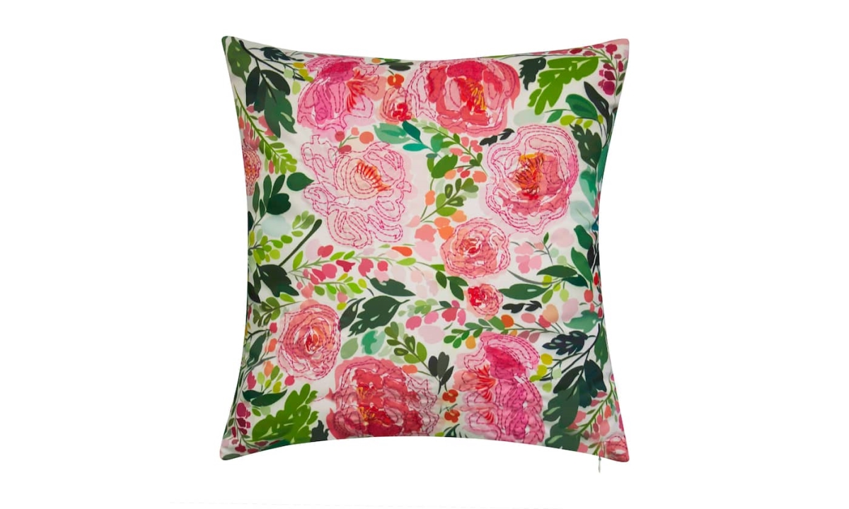 Eah079ppwhit98 20 X 20 In. Outdoor Pretty Peonies Floral Decorative Pillow, Multi Color