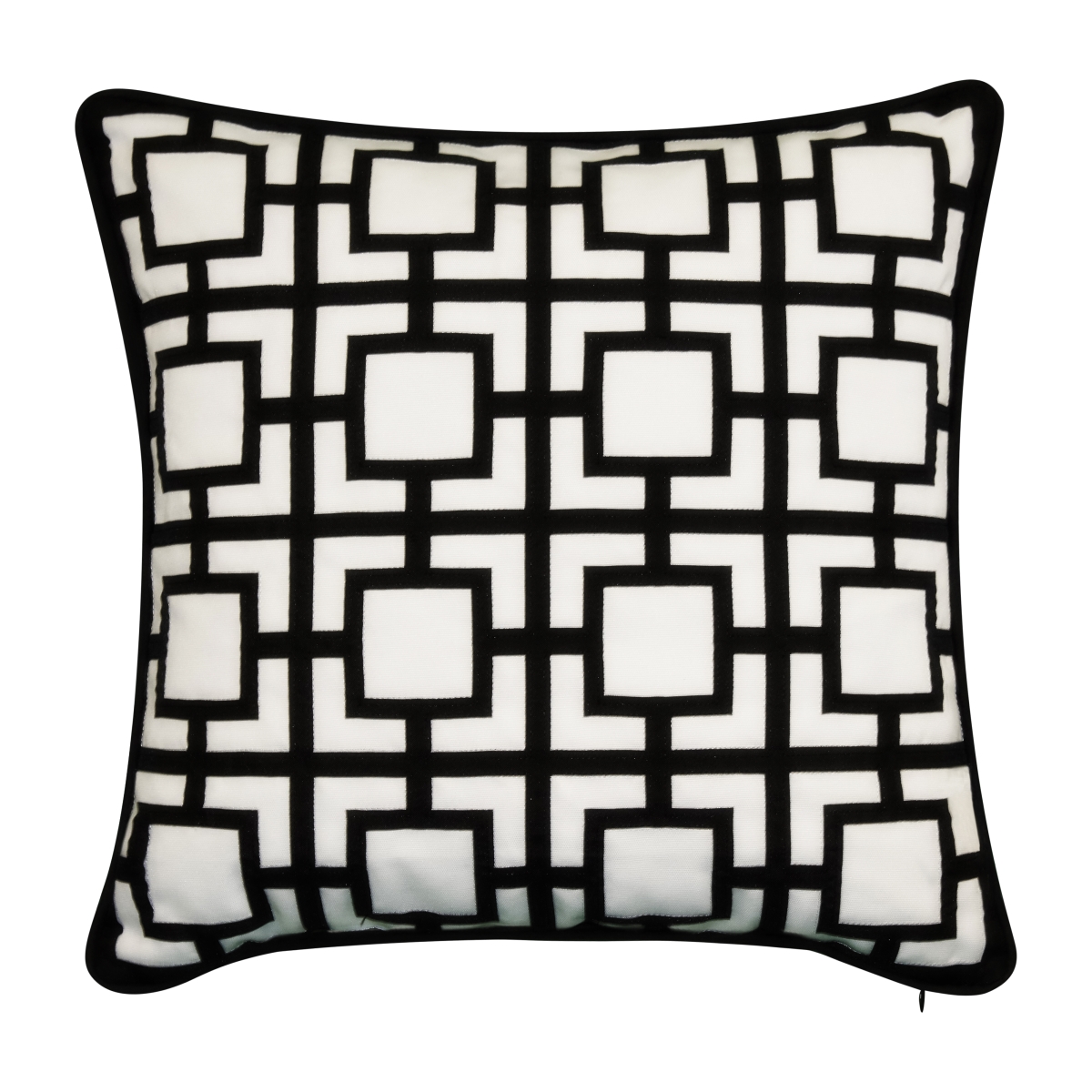 Eah089bw588798 Modern Links Applique Indoor & Outdoor Decorative Pillow, Black
